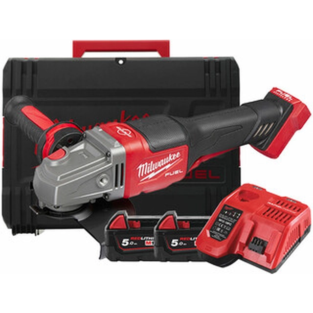 Milwaukee M18 FHSAG125XPDB-552X Akku-Winkelschleifer 18 V | 125 mm | 9000 U/min | Carbon bürstenlos | 2 x 5,5 Ah Akku + Ladegerät | Im Heavy Duty Koffer