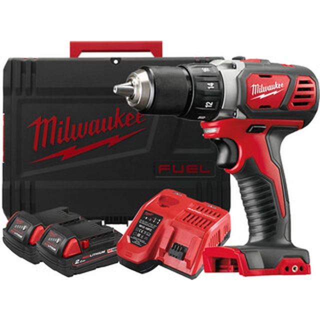 Milwaukee M18BDD-202X cordless drill driver with chuck 18 V | 50 Nm | Carbon brush | 2 x 2 Ah battery + charger | In Heavy Duty case