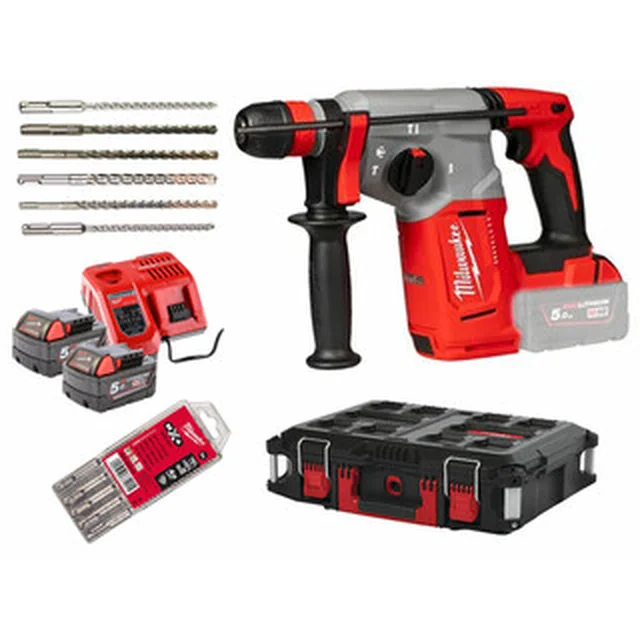 Milwaukee M18BLHX100P-502P cordless hammer drill 18 V | 2,3 J | In concrete 26 mm | 3,5 kg | Carbon Brushless | 2 x 5 Ah battery + charger | In Heavy Duty case