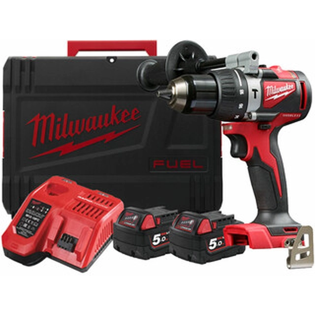 Milwaukee M18BLPD2-502X akumulátorová příklepová vrtačka 18 V | 82 Nm | 0 - 13 mm | Carbon Brushless | 2 x 5 Ah baterie + nabíječka | V případě Heavy Duty