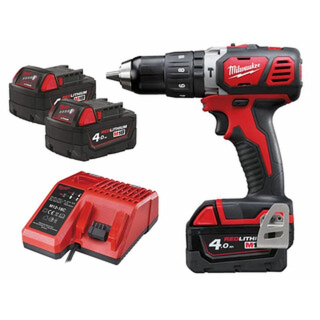 Milwaukee M18BPD-403C accuklopboormachine 18 V | 60 Nm | 1,5 - 13 mm | Koolborstel | 3 x 4 Ah-accu + lader | In een koffer