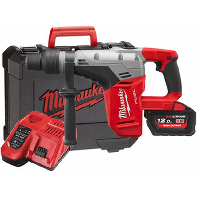 Milwaukee M18CHM-121C A/H accuklopboormachine 18 V | 6,1 J | In beton 40 mm | 5 kg | Koolborstelloos | 1 x 12 Ah-accu + lader | In een koffer