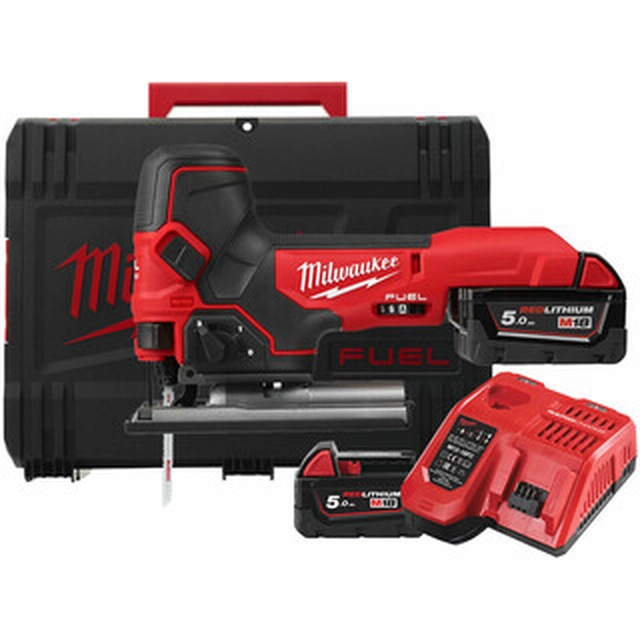 Milwaukee M18FBJS-502X akkus dekopírfűrész 18 V | 100 mm | Szénkefementes | 2 x 5 Ah akku + töltő | Heavy Duty kofferben