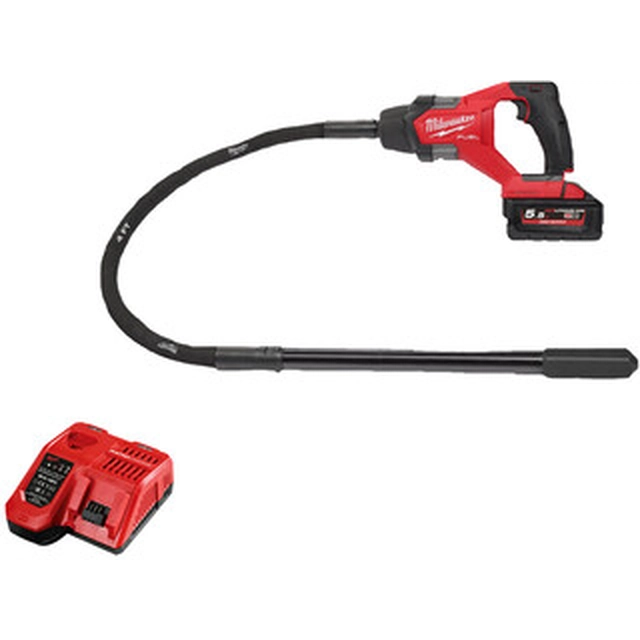 Milwaukee M18FCVN12-551 bateriová pohonná jednotka pro jehlový vibrátor 18 V | 125001/min | Carbon Brushless | 1 x 5,5 Ah baterie + nabíječka | V kartonové krabici