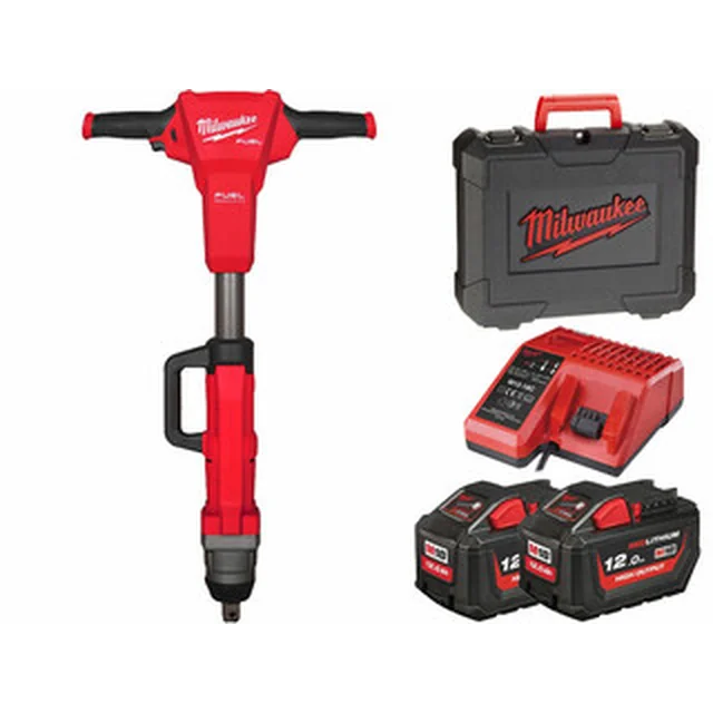 Milwaukee M18FHIWF1R-122C akumulátorový rázový utahovák 18 V | 2000 Nm | 1 palců | Carbon Brushless | 2 x 12 Ah baterie + nabíječka | V případě Heavy Duty