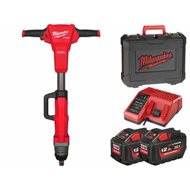 Milwaukee M18FHIWF1R-122C cordless impact driver 18 V | 2000 Nm | 1 inches | Carbon Brushless | 2 x 12 Ah battery + charger | In Heavy Duty case