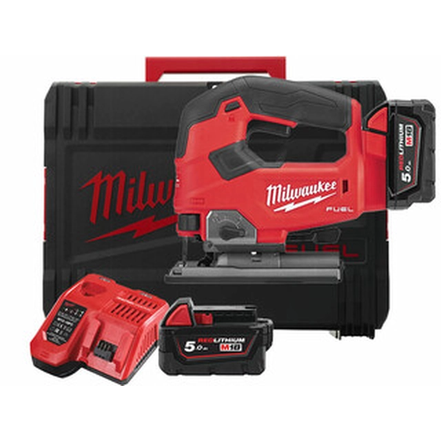 Milwaukee M18FJS-502X akkuhakasaha 18 V | 135 mm | Hiiliharjaton | 2 x 5 Ah akku + laturi | Heavy Duty -tapauksessa