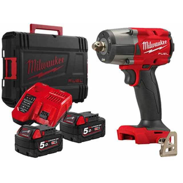 Milwaukee M18FMTIW2P12-502X akkuiskukoneisto 18 V | 47 Nm/475 Nm/610 Nm/745 Nm | 1/2 tuumaa | Hiiliharjaton | 2 x 5 Ah akku + laturi | Heavy Duty -tapauksessa