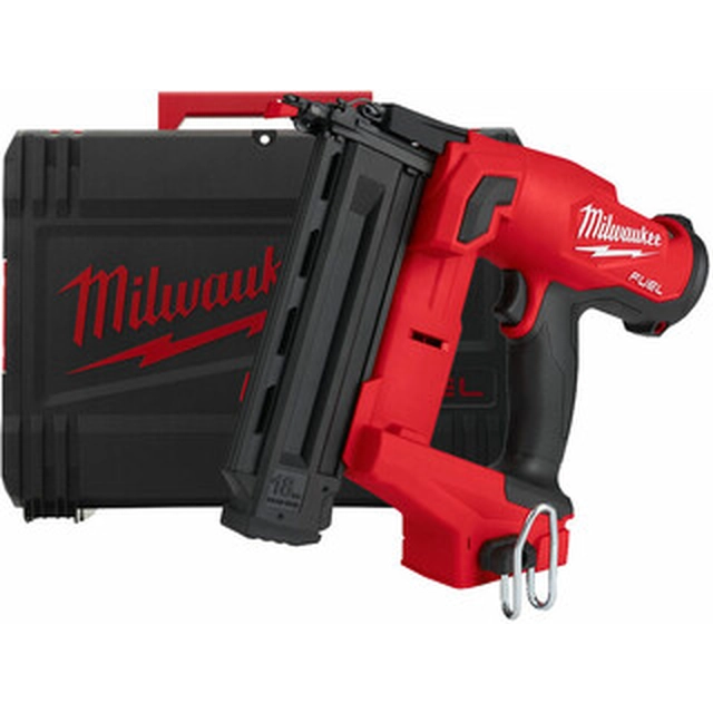 Milwaukee M18FN18GS-0X akkus finiselő szegező 18 V | 16 - 54 mm | Átmérő 1,2 mm | 0 ° | Szénkefementes | Akku és töltő nélkül | Heavy Duty kofferben