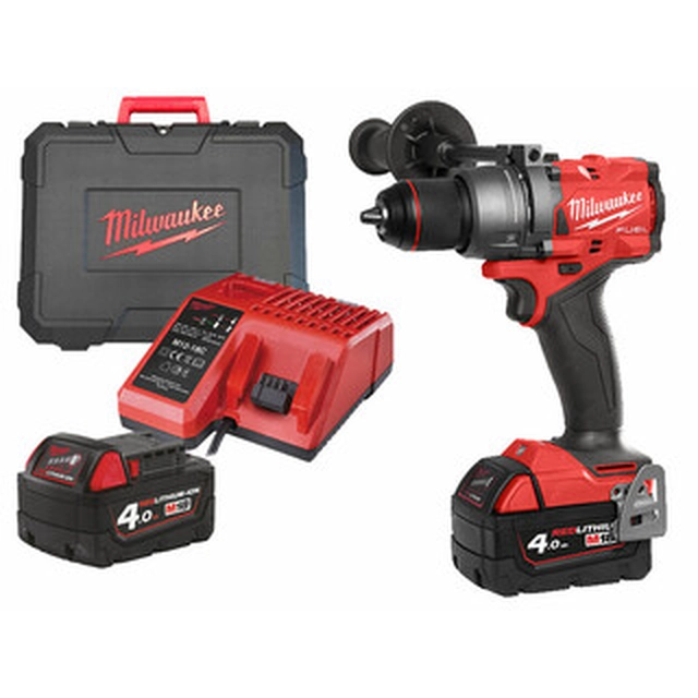 Milwaukee M18FPD3-402C akkuiskuporakone 18 V | 158 Nm | 1,5 - 13 mm | Hiiliharjaton | 2 x 4 Ah akku + laturi | Matkalaukussa