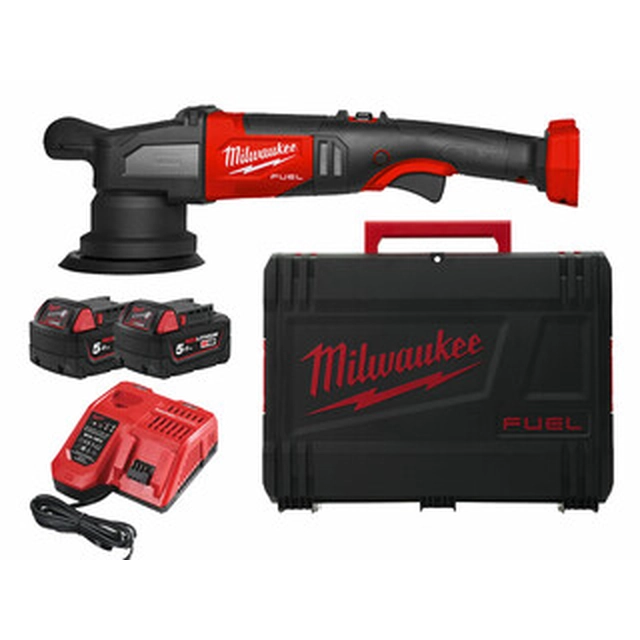 Milwaukee M18FROP15-502X accupolijstmachine 18 V | 125 mm | Koolborstelloos | 2 x 5 Ah-accu + lader | In Heavy Duty-koffer