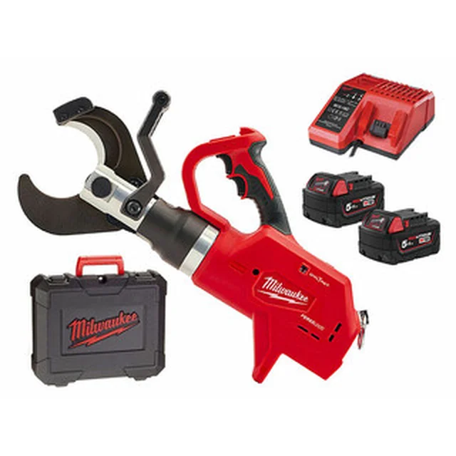 Milwaukee M18HCC75-502C Akku-Kabelschneider 18 V | 75 mm | 77,8 kN | Carbon bürstenlos | 2 x 5 Ah Akku + Ladegerät | In einem Koffer