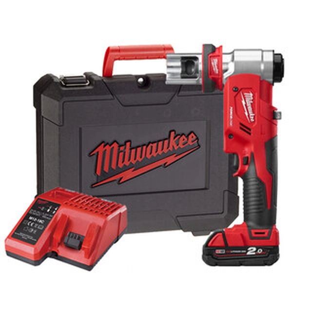 Milwaukee M18HKP-201C Akku-Hydraulik-Plattenstanze 18 V | 60 kN | Durchmesser 100 mm | Kohlebürste | 1 x 2 Ah Akku + Ladegerät | In einem Koffer