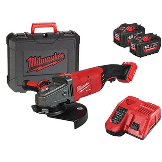 Milwaukee M18ONEFLAG230XPDB-122C Akku-Winkelschleifer 18 V | 230 mm | 6600 U/min | Carbon bürstenlos | 2 x 12 Ah Akku + Ladegerät | In einem Koffer