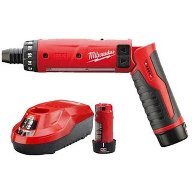 Milwaukee M4 D-202B accuschroevendraaier 4 V | 5 Nm | 1/4 bits | Koolborstel | 2 x 2 Ah-accu + lader | In een kartonnen doos