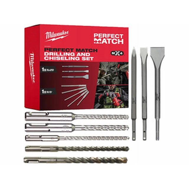 Milwaukee PERFECT MATCH SDS-Plus MX4 sDS-Plus drill and chisel set