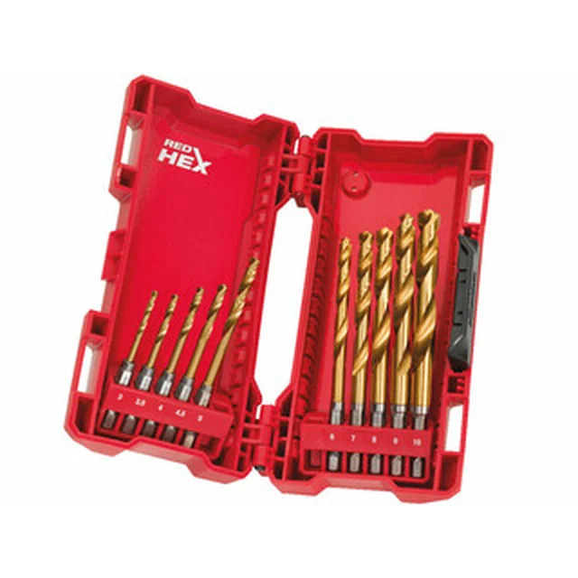 Milwaukee Red Hex hSS-G-TIN puuritera komplekt 10 tk