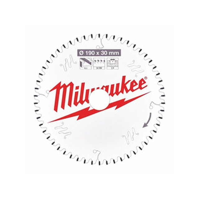 Milwaukee rundsavklinge 190 x 30 mm | antal tænder: 54 db | skærebredde: 2,4 mm