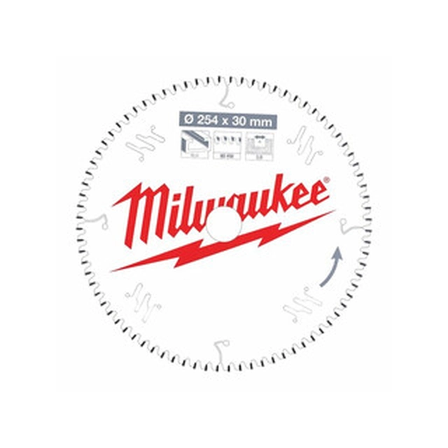 Milwaukee rundsavklinge 254 x 30 mm | antal tænder: 80 db | skærebredde: 3 mm