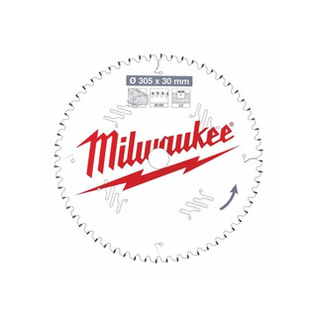 Milwaukee rundsavklinge 305 x 30 mm | antal tænder: 60 db | skærebredde: 3 mm