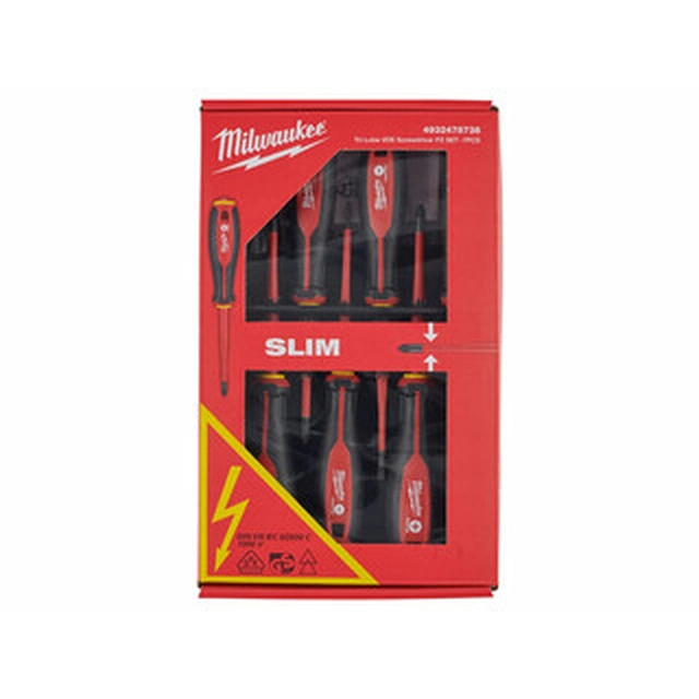 Milwaukee VDE 7 part insulated screwdriver set with 3 side handle