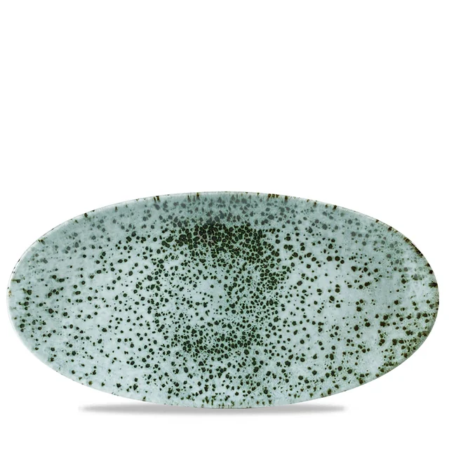 Mineral Green oval plate with dimensions 347x173 mm