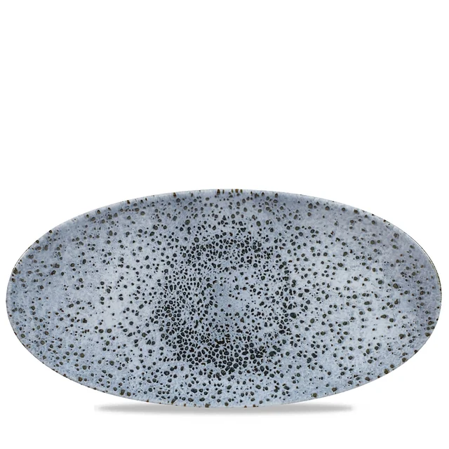 Mineralblå oval tallerken, mål: 299x150 mm