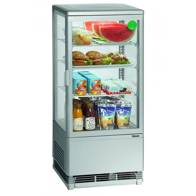 Mini refrigerated display case 78L, silver