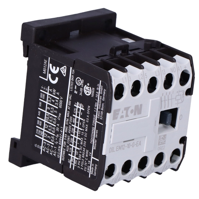 miniatūrs kontaktors,5, 5kW/400V, kontrole 24VDC DILEM12-10-G-EA(24VDC)