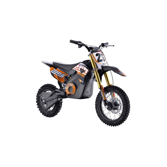 Minicross med Hecht batteri 59100 36 v 12 ah maksimal kapacitet 65 kg autonomi 9 km orange