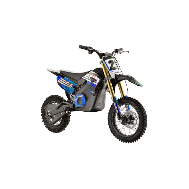 Minicross met Hecht accu 59100 36 v 12 ah maximale capaciteit 65 kg autonomie 9 km blauw