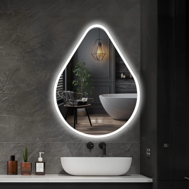 Miroir de salle de bain IREDA avec éclairage LED, 80 x 50 cm