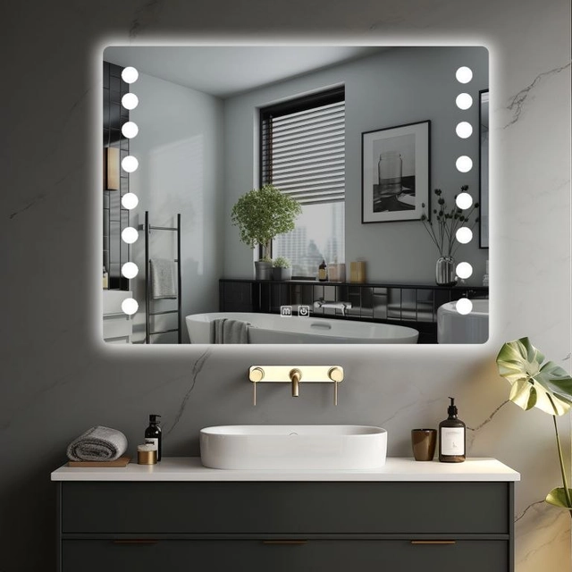 Miroir de salle de bain LED IREDA avec éclairage, 70 x 50 cm