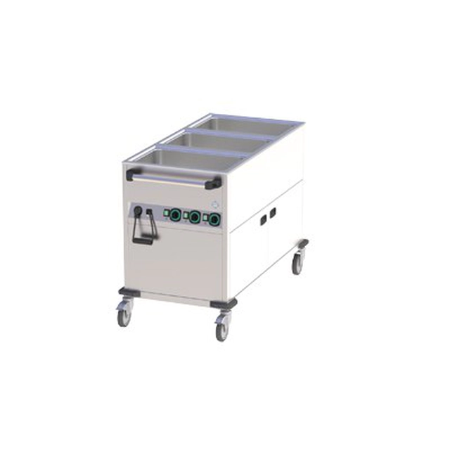 Mobiele bain-marie 3-kom. ingebouwd