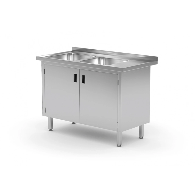 Mobile in acciaio inox con lavelli 2 120x70x85 Polgast 228127