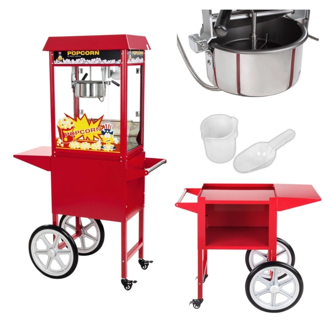 Mobile popcorn machine with a trolley on wheels