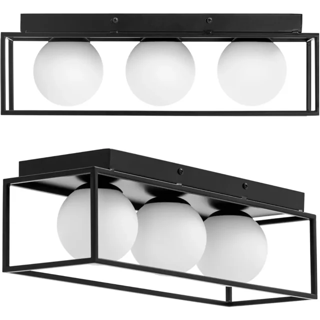 Modern ceiling lamp 3 point E9 - glass balls in a frame