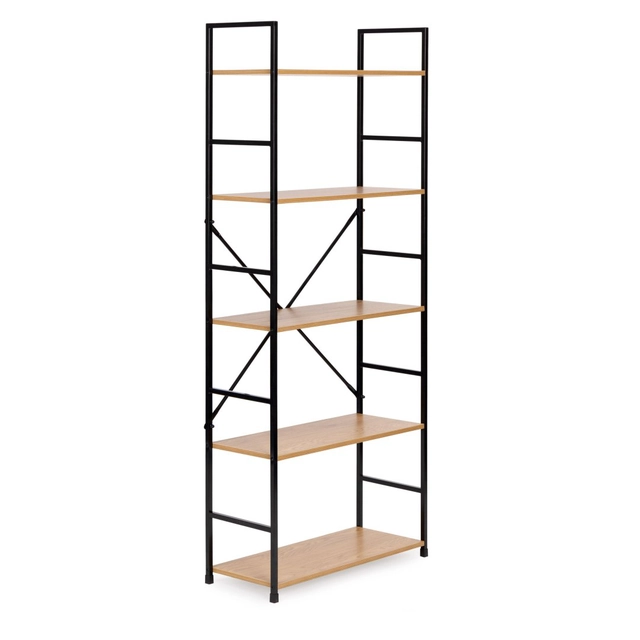 Modern wide wooden bookcase LOFT 5 of shelves