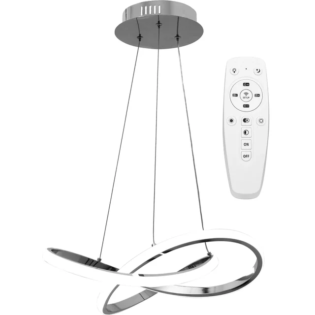 Moderna riņķveida piekarināma griestu lampa LED + tālvadības pults APP389-CP Chrome