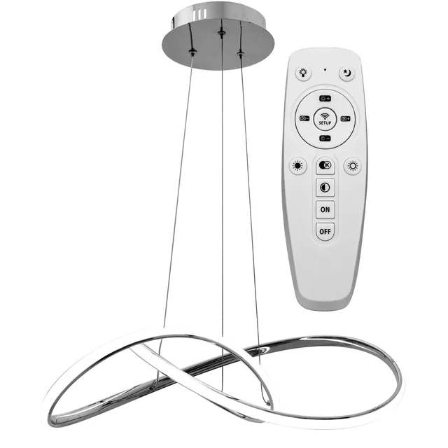 MODERNE RINGHÄNGE-DECKENLEUCHTE LED + FERNBEDIENUNG APP393-CP CHROM