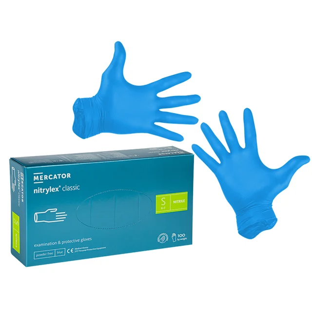Modré nitrilové rukavice S 100 Ks