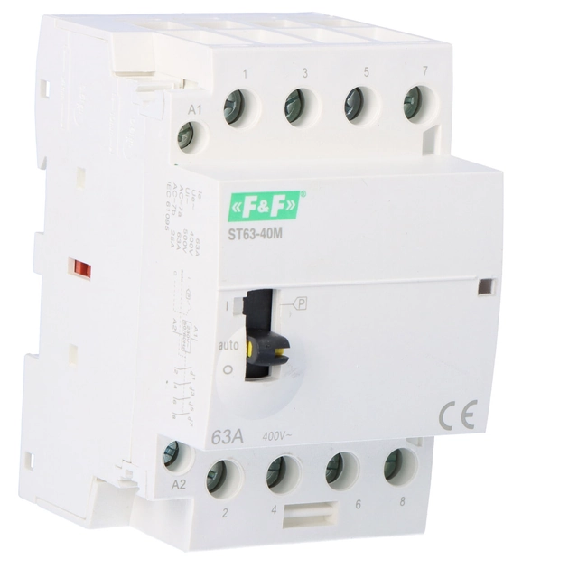 Modular contactor with manual control, rail mounting 63A, contacts 4NO ST63-40-M