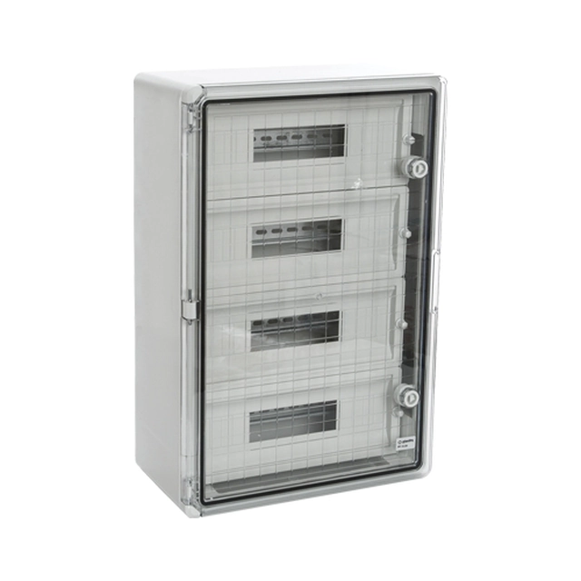 Modulární box, šedý ABS, průhledné dveře, IP65, 2 x 12 moduly, 300x400x170 mm PP3114