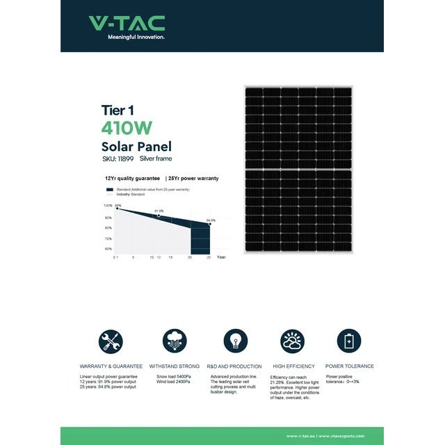 Module photovoltaïque Osda Tier1 1722*1134*35MM 410kWP 1189931 Argent