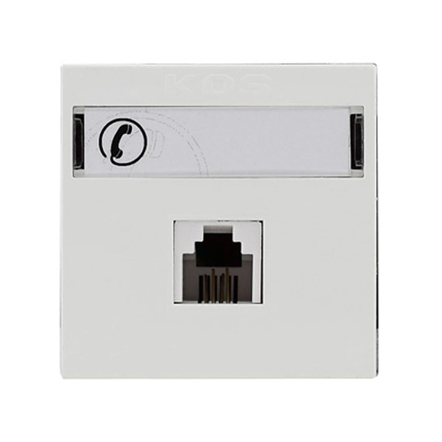 Module - single RJ 11 telephone socket with label Series: KOS 45 Color: WHITE