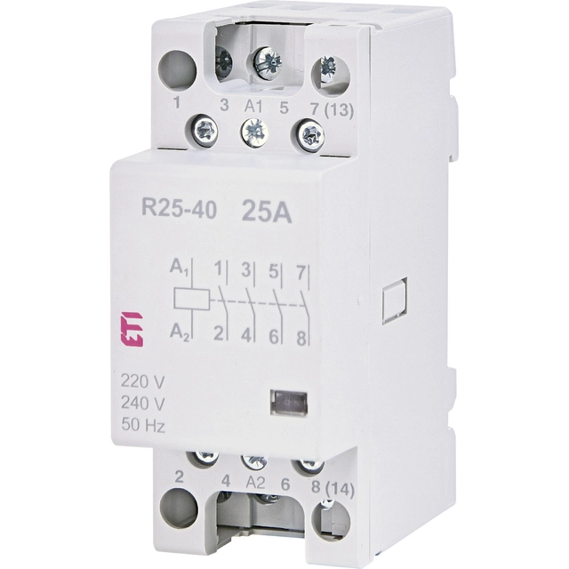 Modulinis kontaktorius 25A 4 užmegzti kontaktus (2 moduliai 4-biegunowy) R 25-40 230V