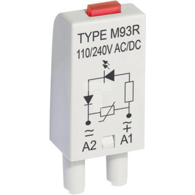 Módulo de sinalização Relpol LV LED verde + varistor V 110-230V AC/DC M93G cinza (854860)