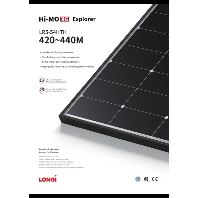 Módulo fotovoltaico Longi LR5-54HTH-440M 440W