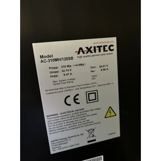 modulo solare; modulo fotovoltaico; Axitec AC-310MH/120SB