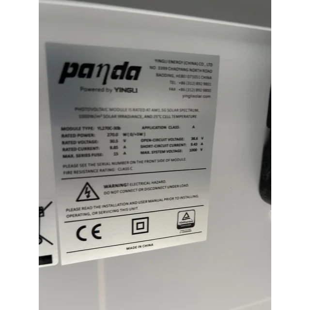 modulo solare; modulo fotovoltaico; Panda Yingli YL270C-30b